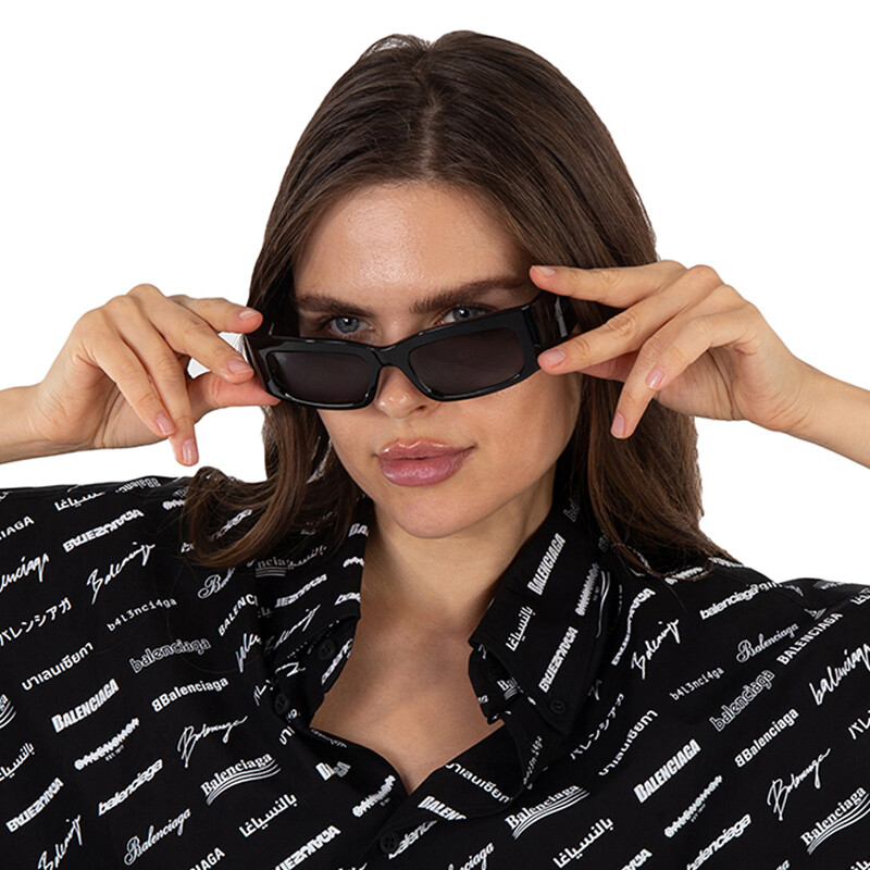 Balenciaga Grey Rectangular Unisex Sunglasses BB0328S 001 56