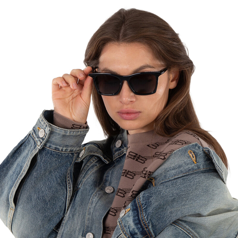 Balenciaga Grey Square Unisex Sunglasses BB0099SA 001 54