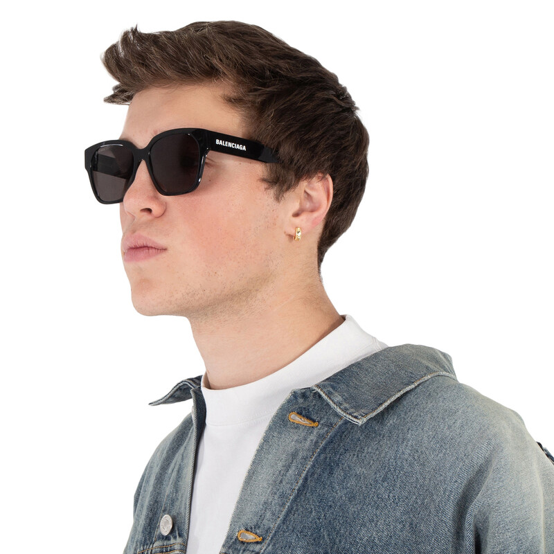 Balenciaga Grey Square Unisex Sunglasses BB0215SA 001 56