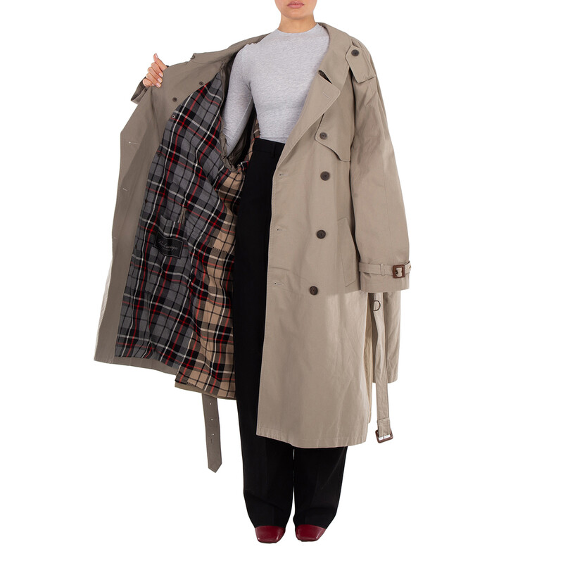 Balenciaga Ladies Beige Double Sleeve Trench Coat, Brand Size XX