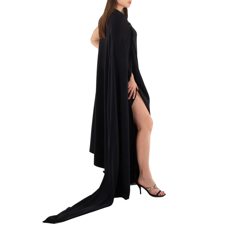 Balenciaga Ladies Black Draped Asymmetric Dress, Brand Size 36 (US