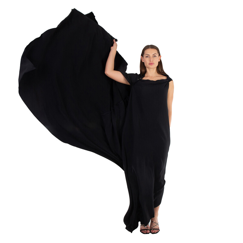 Balenciaga Ladies Black Draped Asymmetric Dress, Brand Size 36 (US
