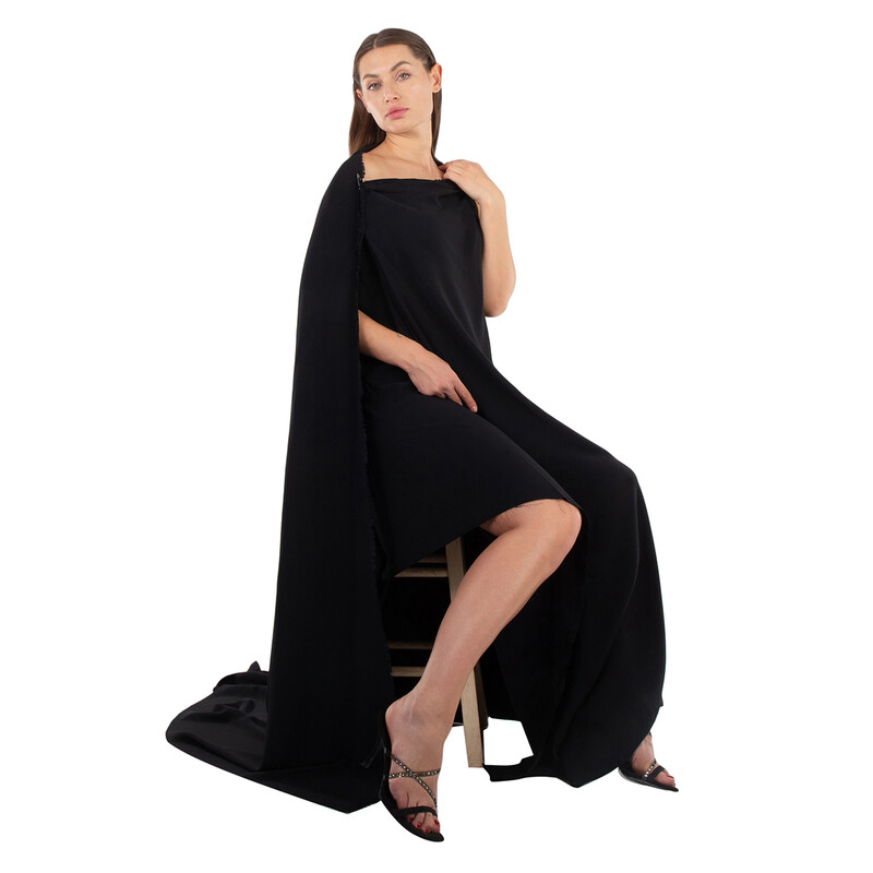 Balenciaga Ladies Black Draped Asymmetric Dress, Brand Size 36 (US