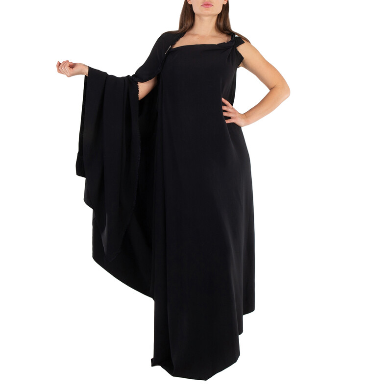 Balenciaga Ladies Black Draped Asymmetric Dress, Brand Size 36 (US
