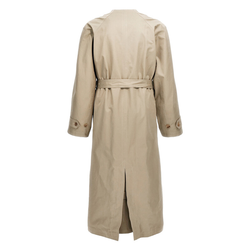 Balenciaga Ladies Military Beige Belted Cotton Trench Coat, Brand