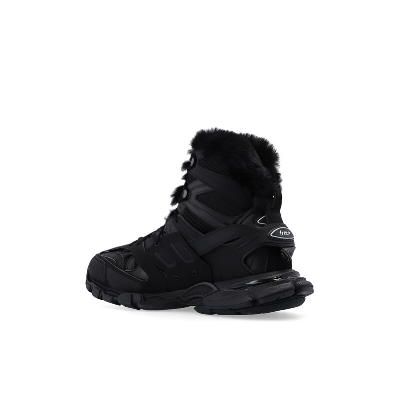 Balenciaga Men's Black/Black Track Hike Faux Fur-lined Sneakers
