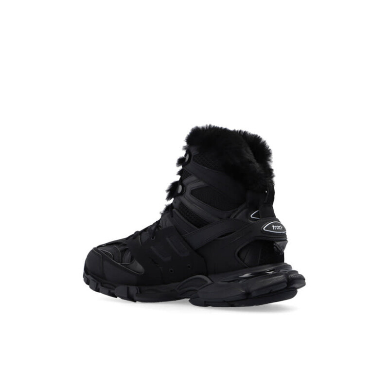 Balenciaga Men's Black/Black Track Hike Faux Fur-lined Sneakers