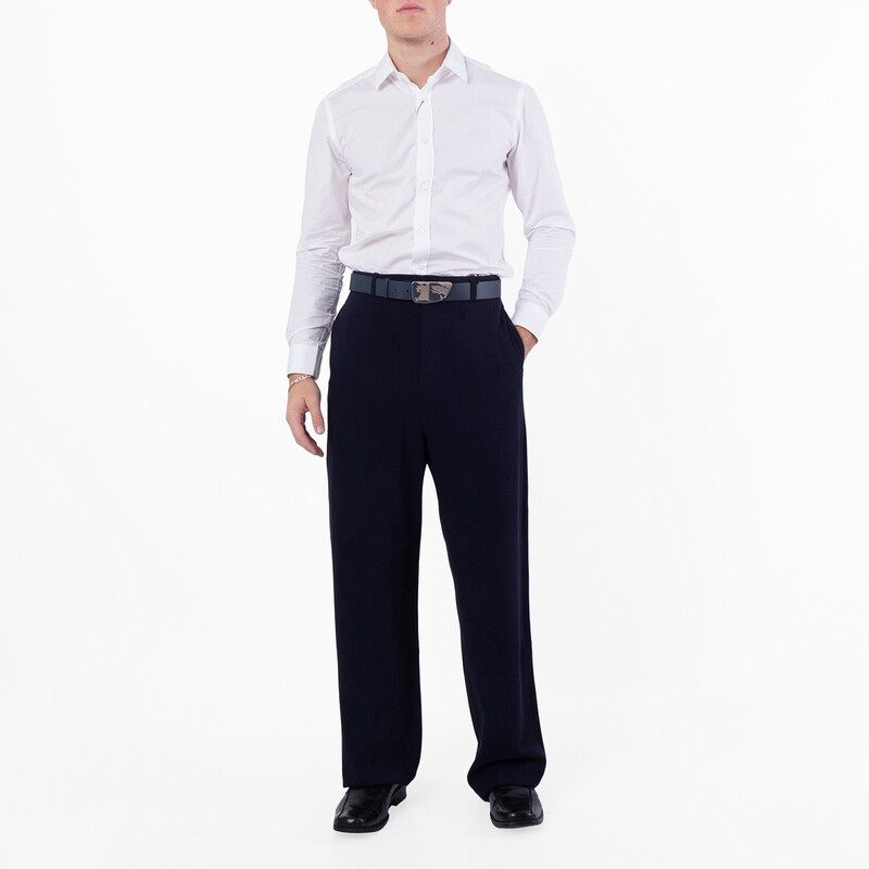 BALENCIAGA チノパン ネイビー サイズ46 Balenciaga Men's Dark Navy Large-Fit Tailored Trousers, Brand Size