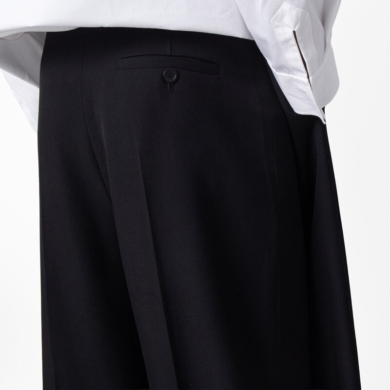 Balenciaga Men's Double Front Ironed Pleats Twill Wide-Leg Pant