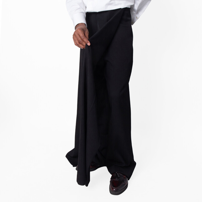 Balenciaga Men's Double Front Ironed Pleats Twill Wide-Leg Pant