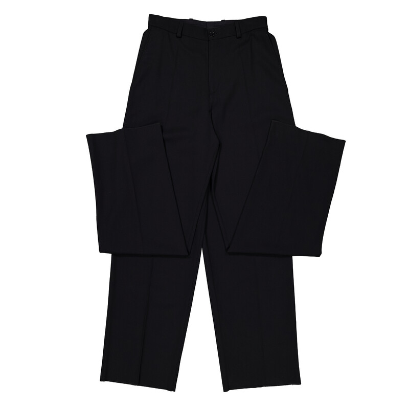 Balenciaga Men's Double Front Ironed Pleats Twill Wide-Leg Pant