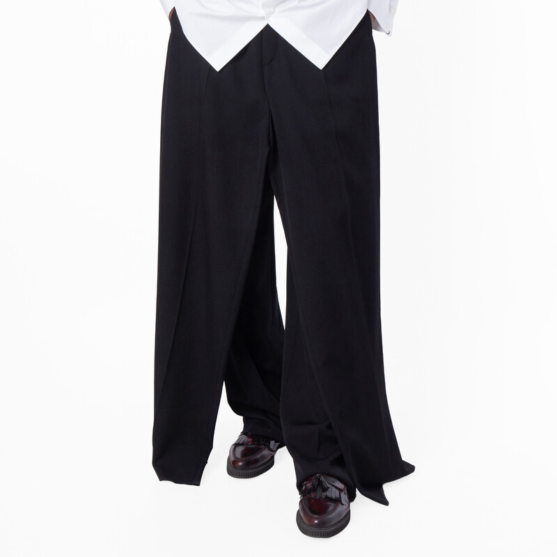 BALENCIAGA スラックス Balenciaga Men's Double Front Ironed Pleats Twill Wide-Leg Pant