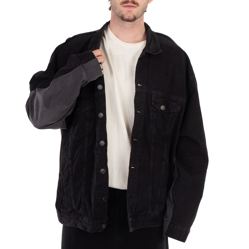 Balenciaga Men's Lightweight Black Hybrid Japanese Denim Jacket
