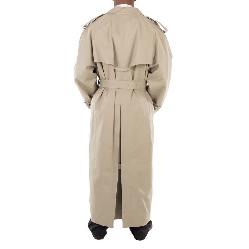 Balenciaga Men's Military Beige Belted Maxi Trench Coat, Size X