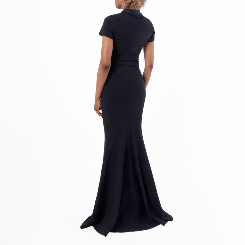Balenciaga Mock Neck Cotton Maxi Dress, Size Medium 744730 TOVR9