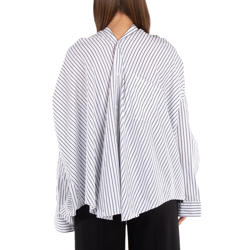 Balenciaga Pinstripe Knotted Shirt, Brand Size 36 (US Size 2
