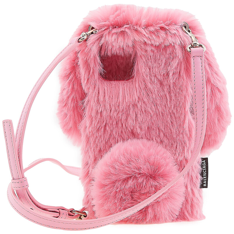 専用 BALENCIAGA バニーニューイヤー ケース 8228 Balenciaga Rose Faux Fur Fluffy Bunny IPhone 12/12 Pro Case 664663