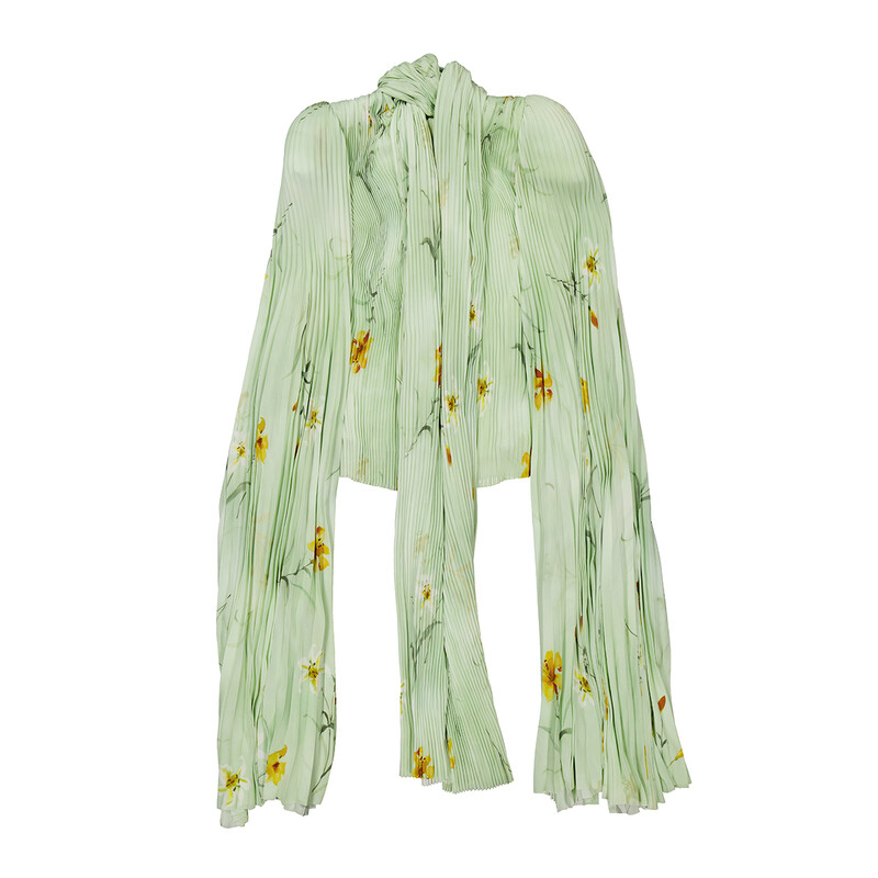 Balenciaga Scarf Pleated Blouse, Brand Size 34 (US Size 0) 768704