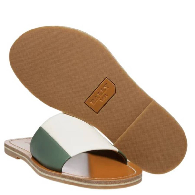 Bally Bianka Two-Tone Leather Slides, Brand Size 37 ( US  display picture 1