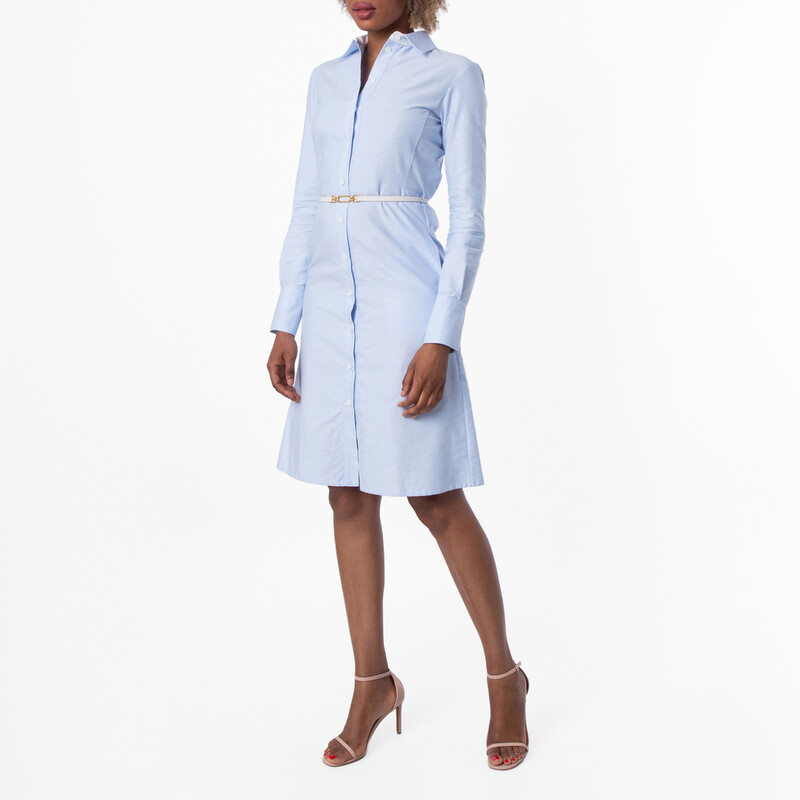 Bally Casual Belted Cotton Shirt Dress in Light Blue Bally Casual Belted Cotton Shirt Dress in Light Blue