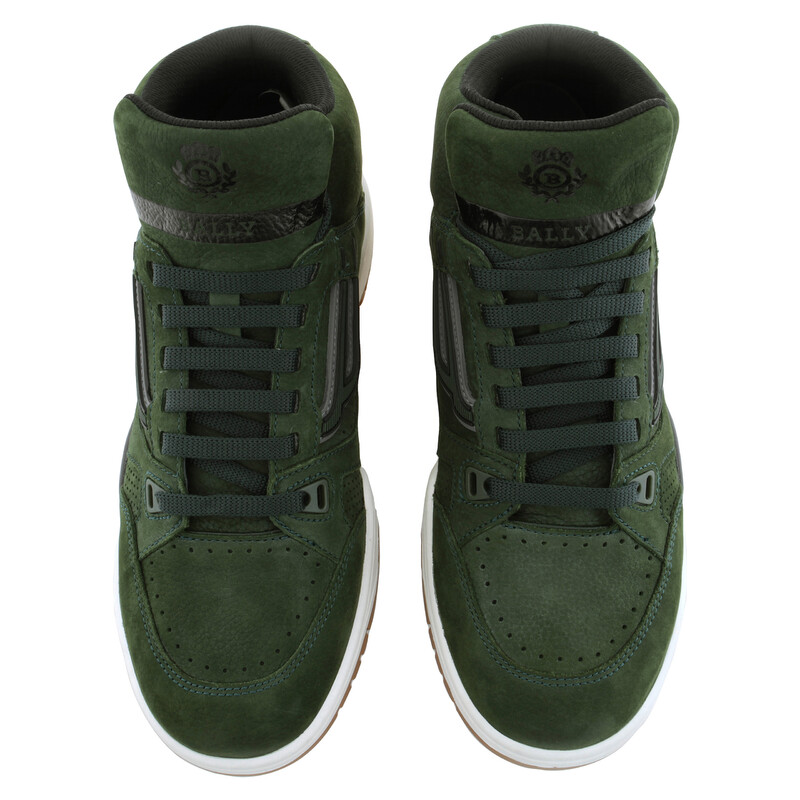 Bally Men\'s Olive Green Leather High-Top Boots HTF BALLY Boots -Fombo Tall Green Suede Leather Made In  main image 2