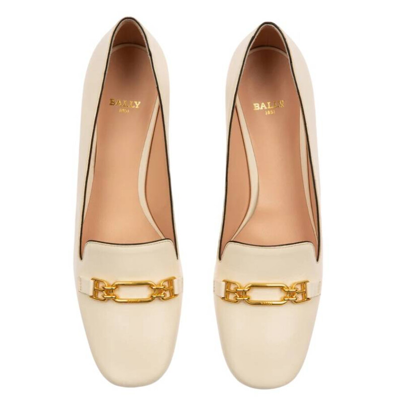 BALLY ベージュ ゴールドバックル パンプス Bally Dielle 45 Leather Pumps, Brand Size 35 ( US Size 4.5