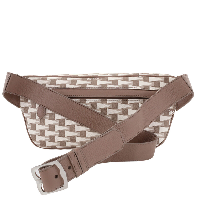 BALLY ボディバッグ　現行　モノグラム Bally Geometric Pattern Leather Belt Bag MAS01V-I8N0P