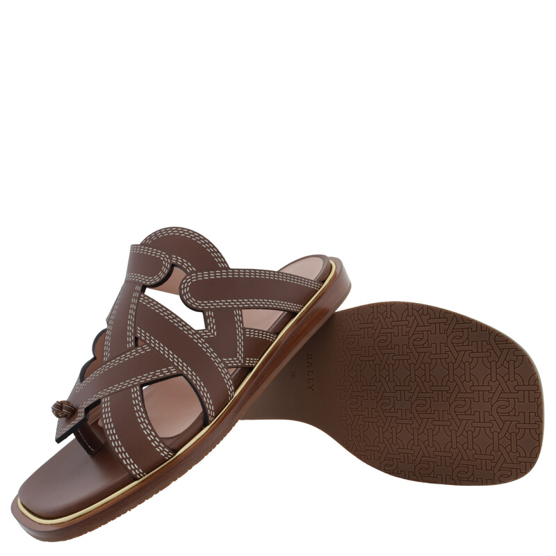 Bally Glada Leather Flat Sandals, Brand Size 36 ( US Size 5.5