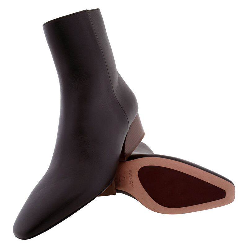 Bally Glenda Leather Boots In Ebano, Brand Size 38 ( US Size 7.5
