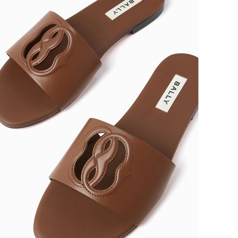 Bally Goldie Logo Embossed Leather Sandals, Brand Size 42  display picture 2