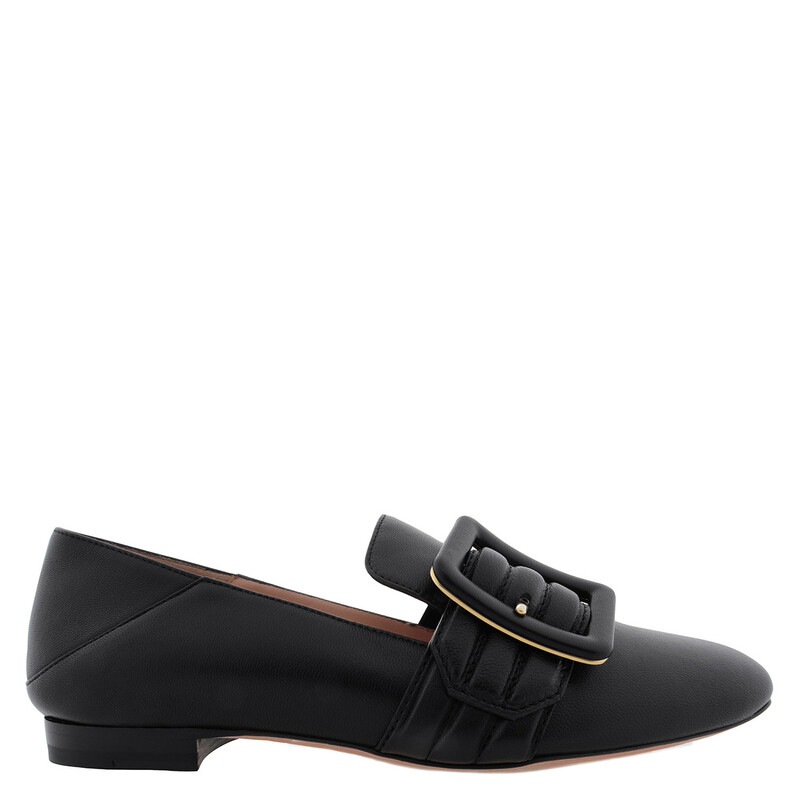 Bally Janelle Buckle Leather Loafers, Brand Size 36.5 ( US Size 6