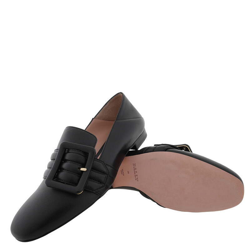 Bally Janelle Buckle Leather Loafers, Brand Size 36.5 ( US Size 6