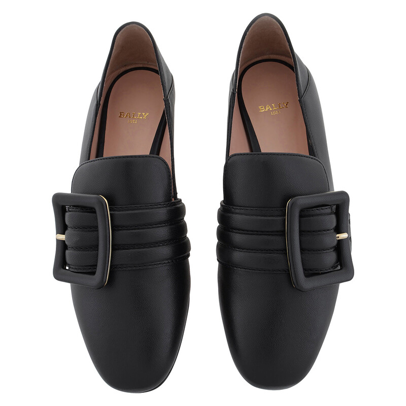 Bally Janelle Buckle Leather Loafers, Brand Size 36.5 ( US Size 6