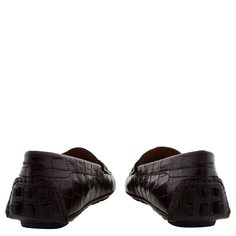 Bally Keeper Ebano Croc-Embossed Kerbs Drivers, Brand Size 6 ( US