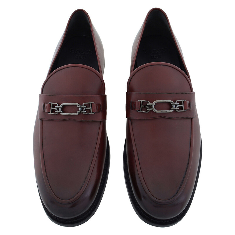 BALLY LAKEPORT セミブローグ UK7.5E バーガンディ スイス製 Bally Kensington Kelsy Leather Moccassins, Brand Size 10 ( US Size
