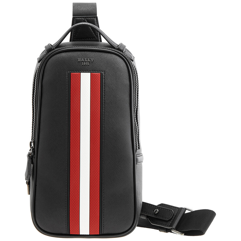 Bally Men's Malikho Black Leather Sling Bag 6238773 7612506485750