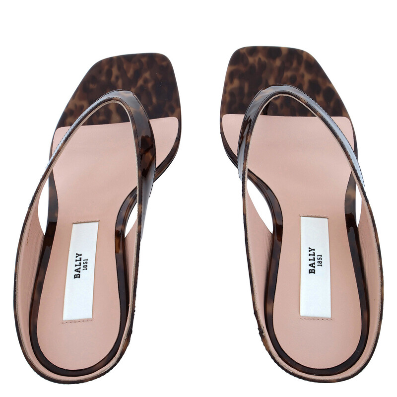 Bally Nyna 45 Tortoiseshell Patent Sandals, Brand Size 36 ( US