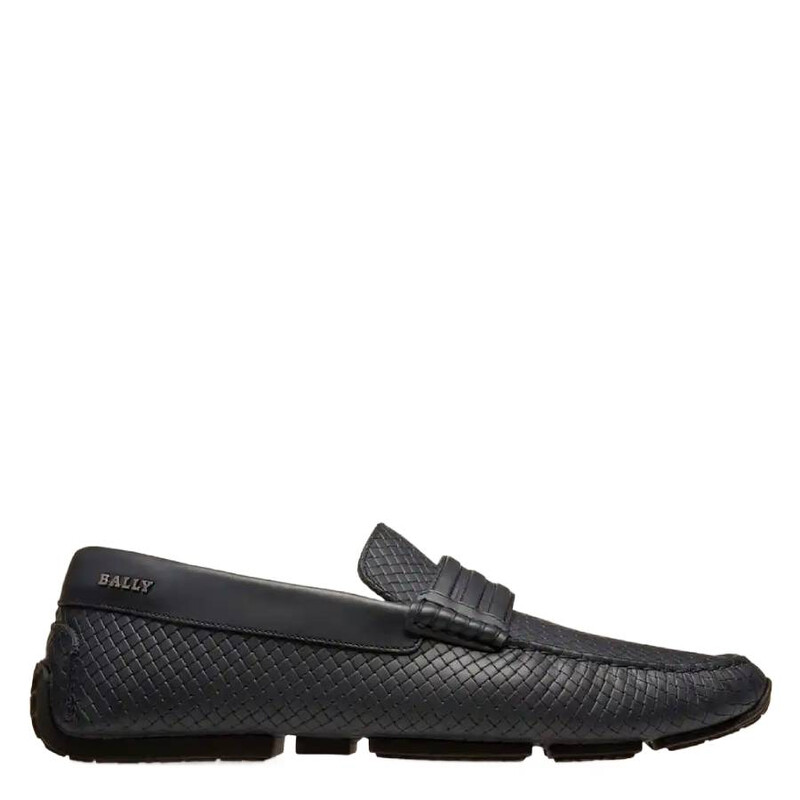 Bally Pilton Weave-Embossed Leather Drivers, Brand Size 5.5 ( US