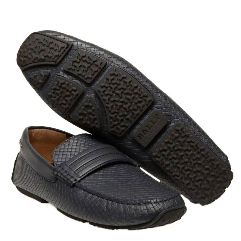Bally Pilton Weave-Embossed Leather Drivers, Brand Size 5.5 ( US