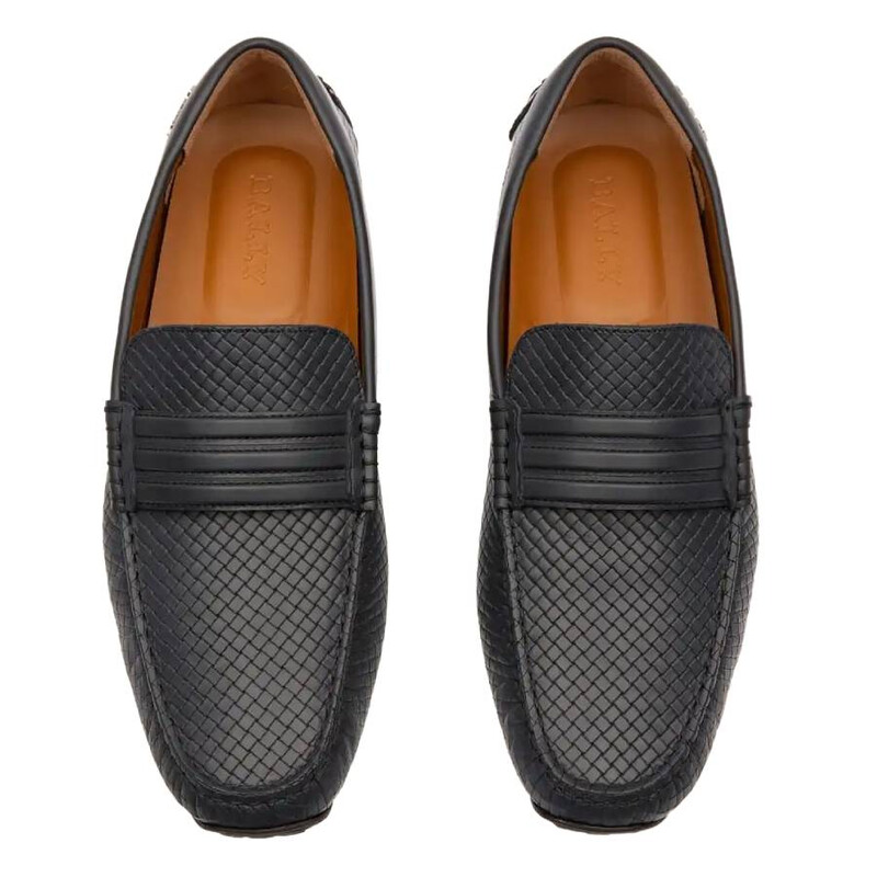 Bally Pilton Weave-Embossed Leather Drivers, Brand Size 5.5 ( US