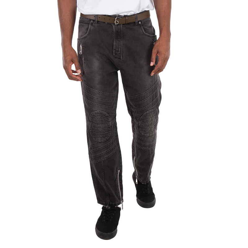 Balmain Biker Mid-Rise Denim Jeans, Waist Size 32