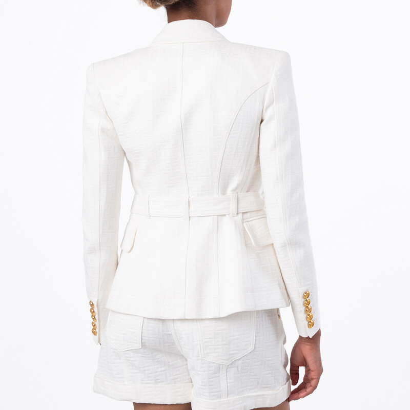 Balmain Double Breasted Cotton Jacket, Brand Size 34 (US Size 2 ...