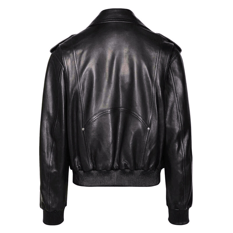 Balmain Leather Bomber Jacket, Brand Size 48 (US Size 38