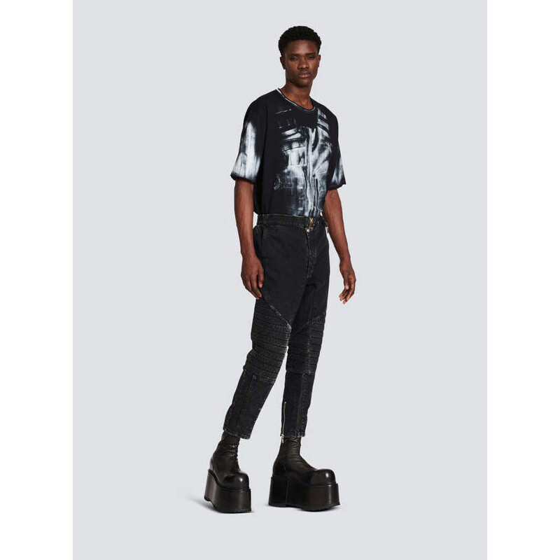 Balmain Men'S Black Acid Wash Denim Pants, Size 31 YH0MG080DC590PC