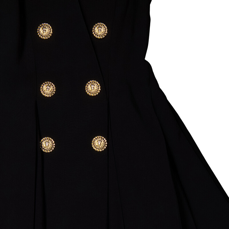 balmain black dress gold buttons Gold Button Dress – Girl Meets Dress