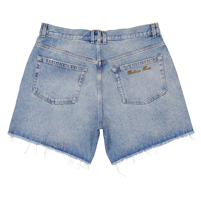 Balmain Ripped Cotton Denim Jean Shorts, Waist Size 29 