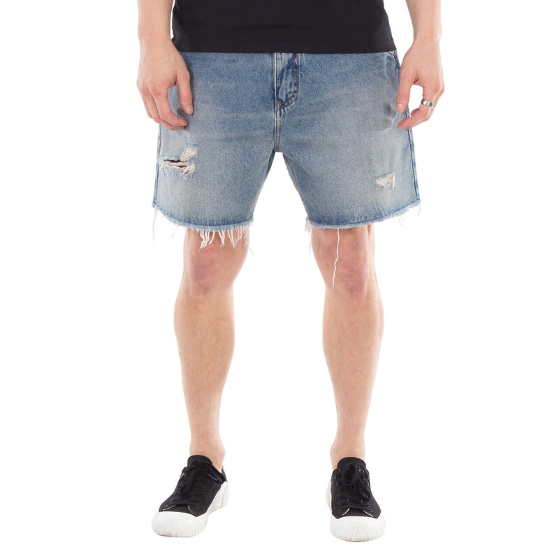 Balmain Ripped Cotton Denim Jean Shorts, Waist Size 29 