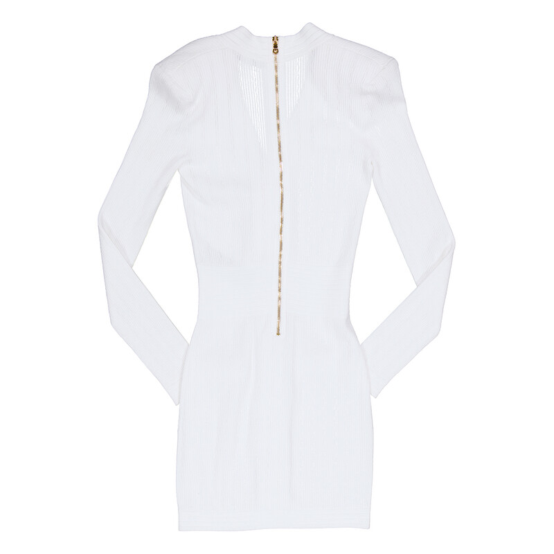 Balmain Short Eco-Designed Knit Dress With Gold-Tone Buttons