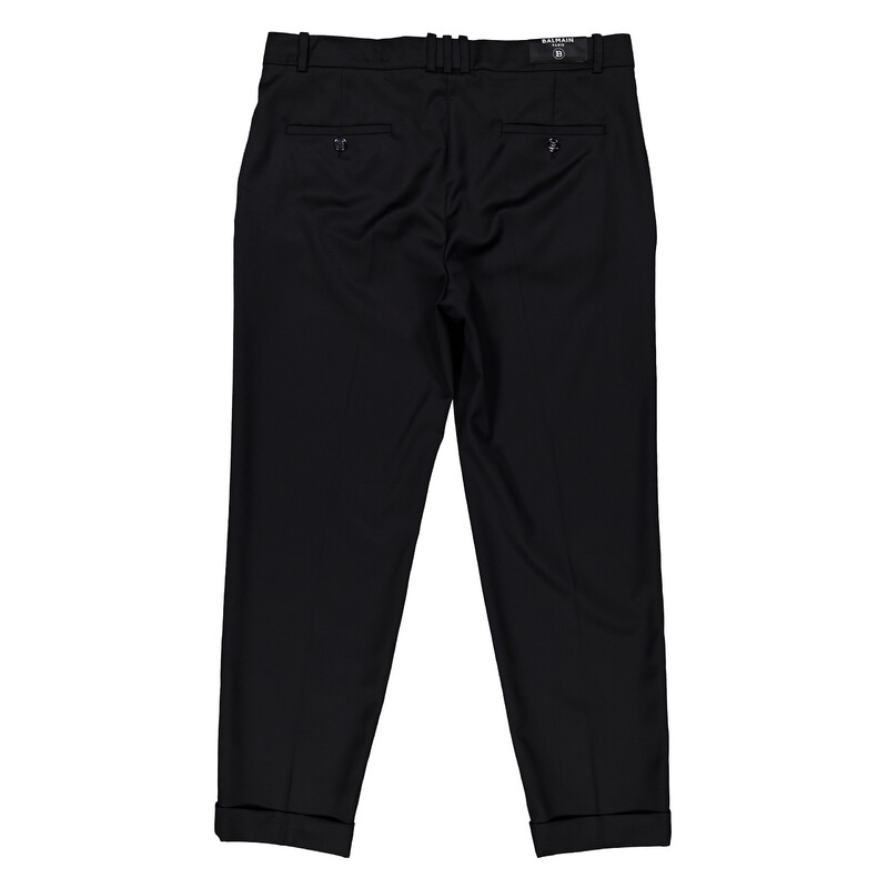 Balmain Straight Leg Tailored Wool Trousers, Brand Size 46 (US