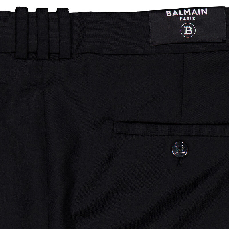 Balmain Straight Leg Tailored Wool Trousers, Brand Size 46 (US